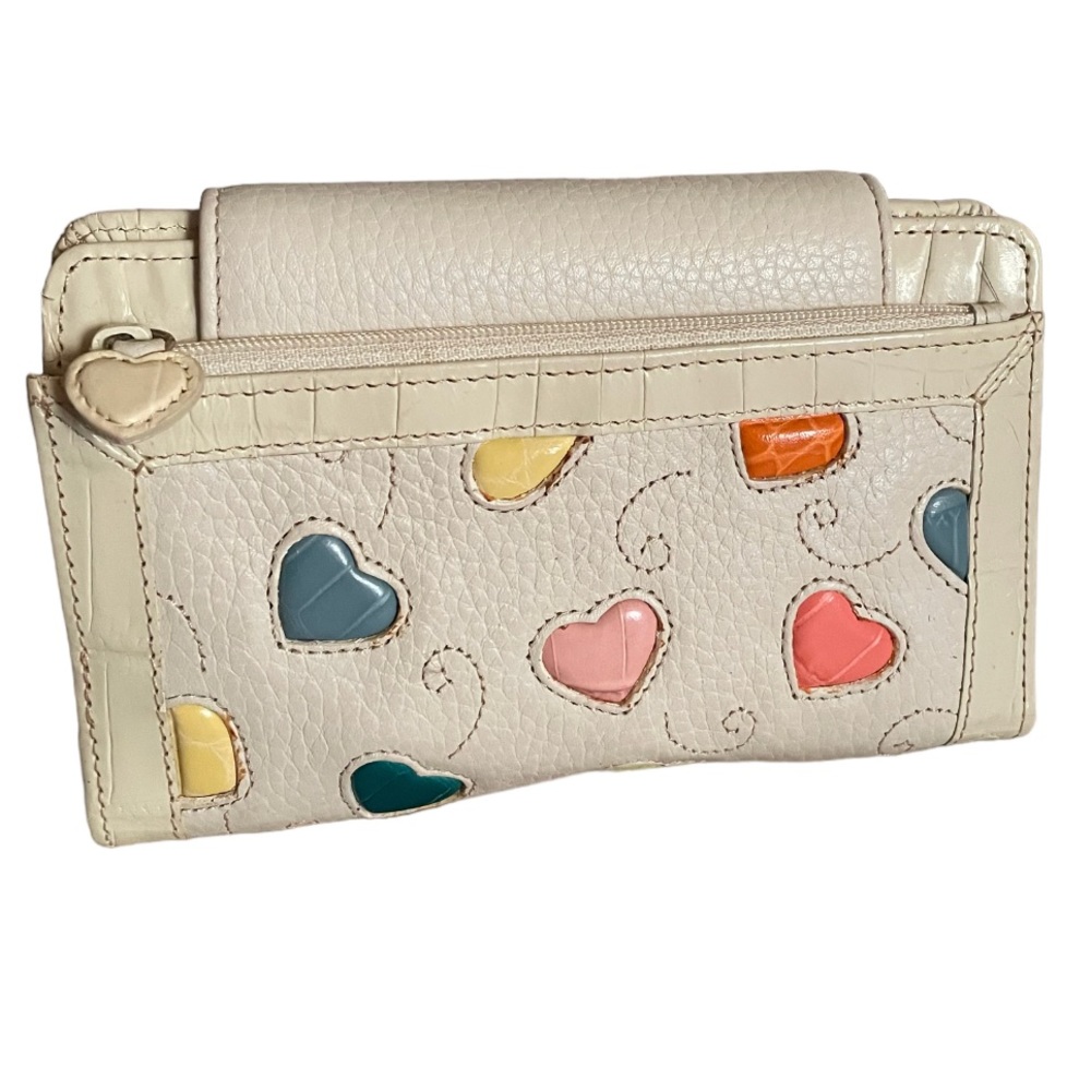 Brighton Fresca Beach leather colored hearts purse 'wallet' organizer - Picture 3 of 14